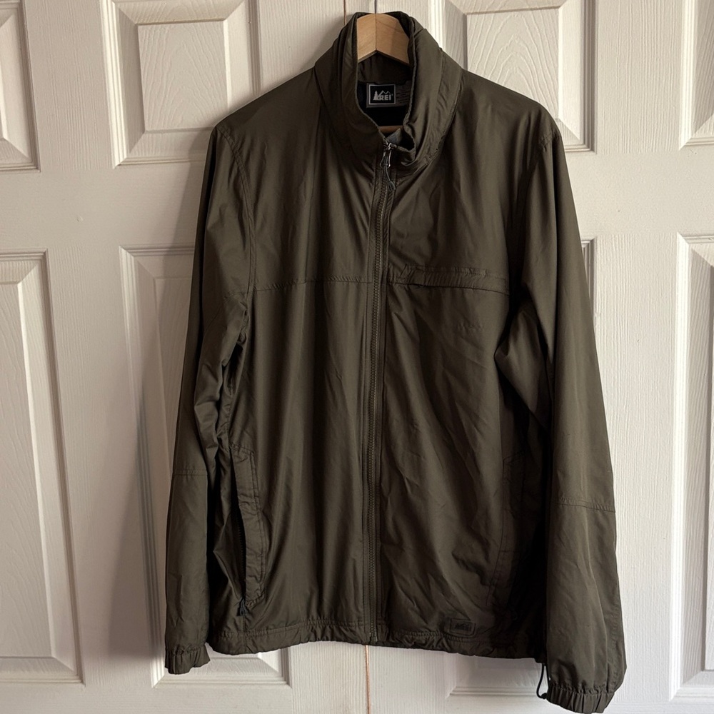 REI Olive Green Lightweight Full-Zip Jacket Hoodie